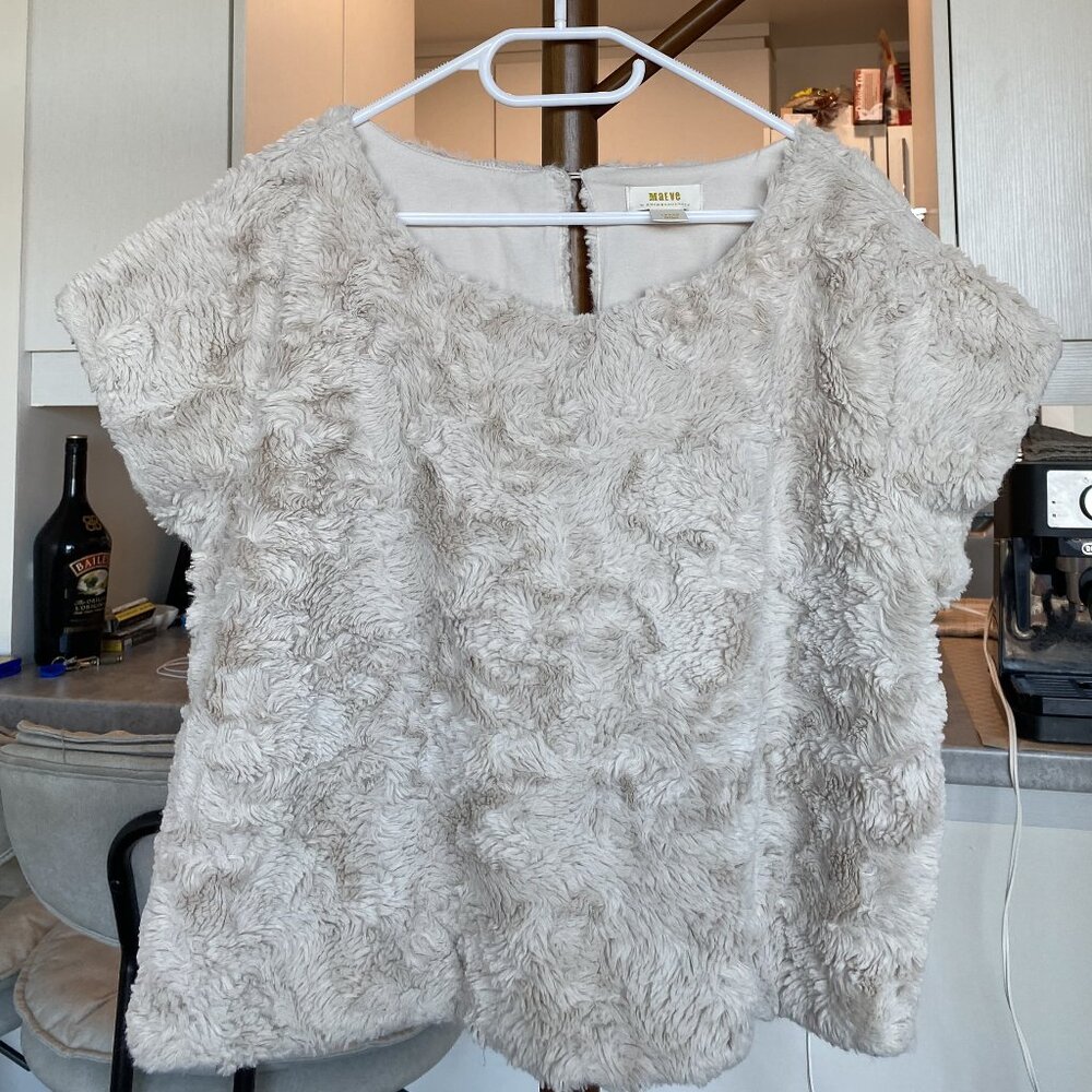 Faux Fur Boxy Short Sleeve Top by Maeve